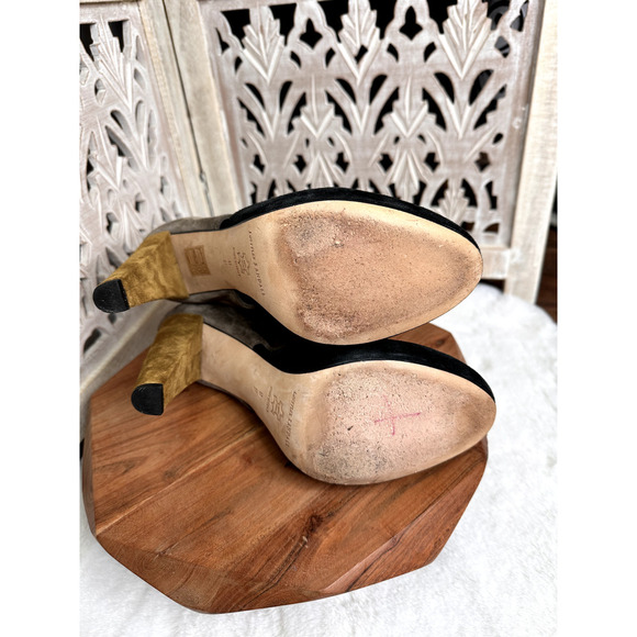 Loeffler Randall Black, Gray & Taupe Suede cut-out High Heel Size 9 B Women Shoe - Picture 7 of 8